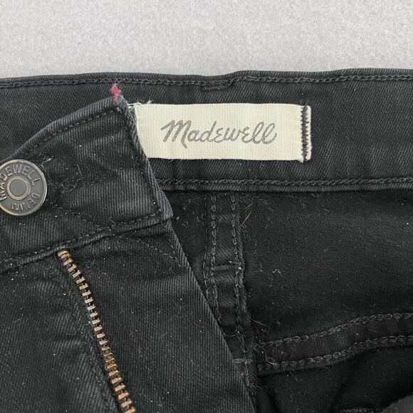 Madewell Jeans Women 29 Black 9" High Rise Skinny Denim Grunge Cropped Stretch - Picture 9 of 15